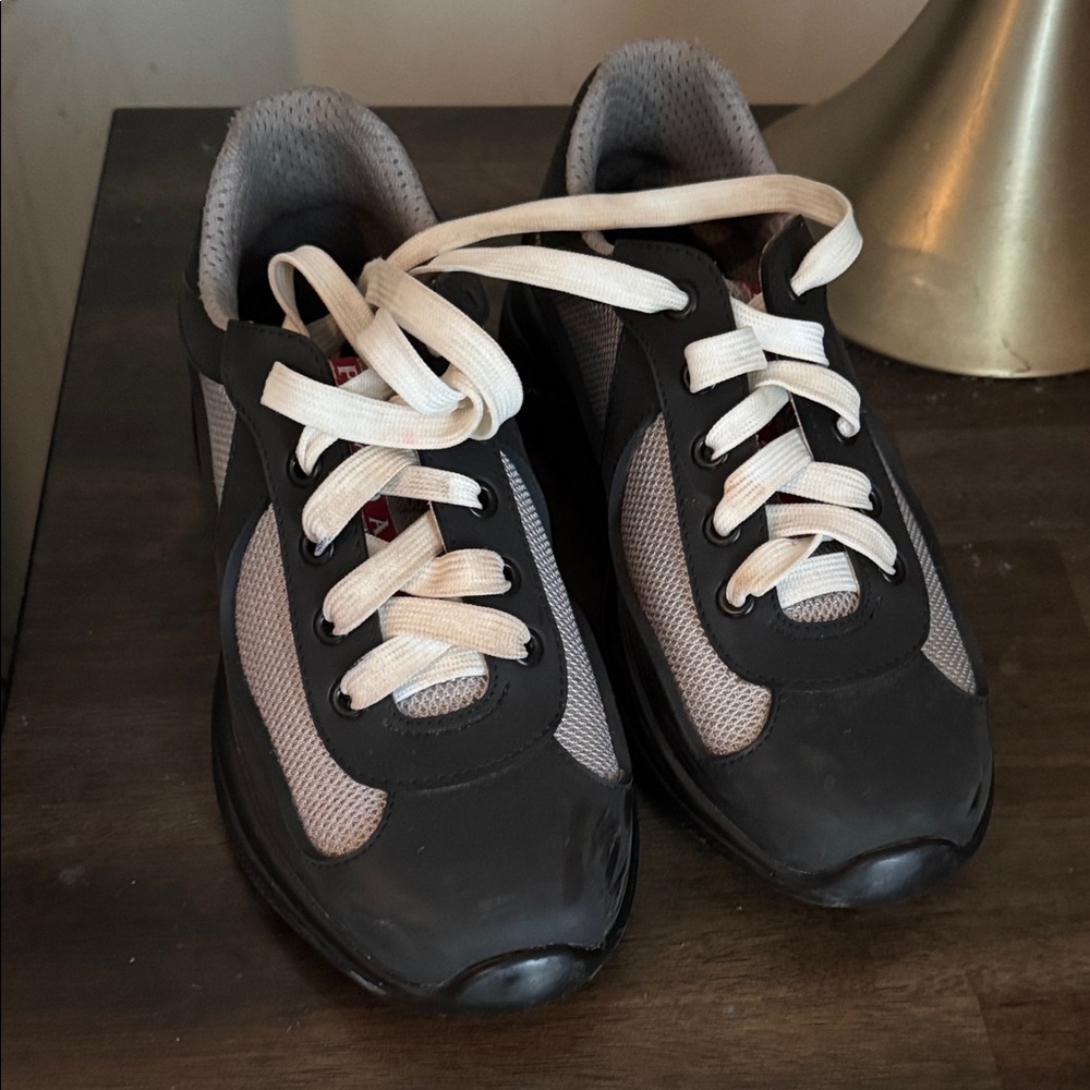 Prada Black and Gray Men's Sneakers. Needs wiping off (good condition)